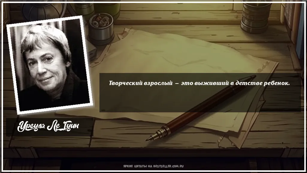Картинка с цитатой - 'Творческий взрослый — это выживший в...'