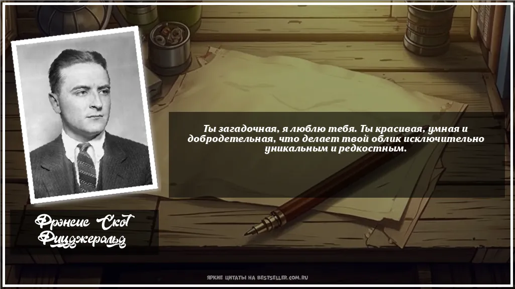 Картинка с цитатой - 'Ты загадочная, я люблю тебя. Ты...'