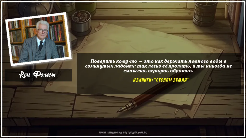 Картинка с цитатой - 'Поверить кому-то — это как держать...'