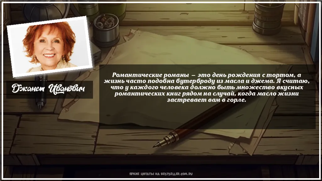 Картинка с цитатой - 'Романтические романы — это день...'