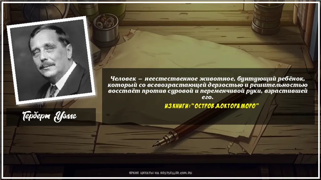 Картинка с цитатой — Человек — неестественное животное,...