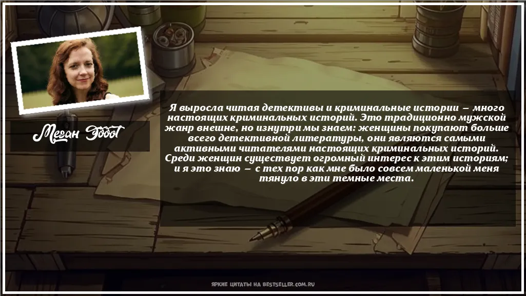 Картинка с цитатой - 'Я выросла читая детективы и...'