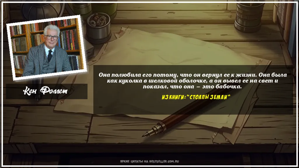 Картинка с цитатой - 'Она полюбила его потому, что он...'