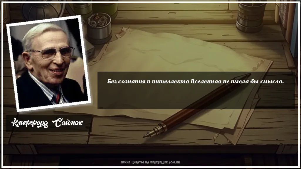 Картинка с цитатой - 'Без сознания и интеллекта Вселенная...'