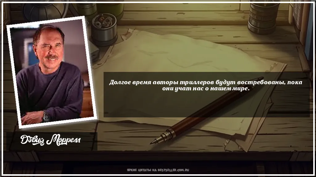 Картинка с цитатой - 'Долгое время авторы триллеров будут...'