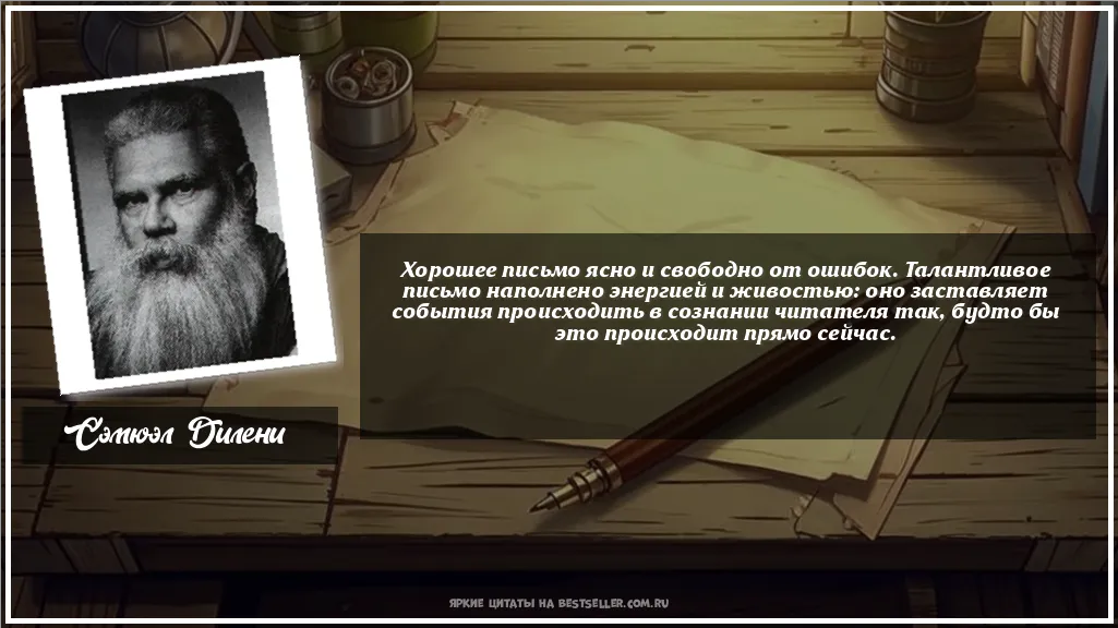 Картинка с цитатой - 'Хорошее письмо ясно и свободно от...'