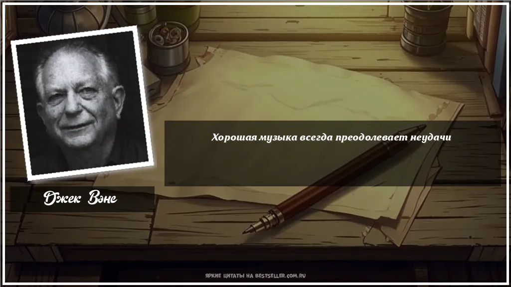 Картинка с цитатой - 'Хорошая музыка всегда преодолевает неудачи'
