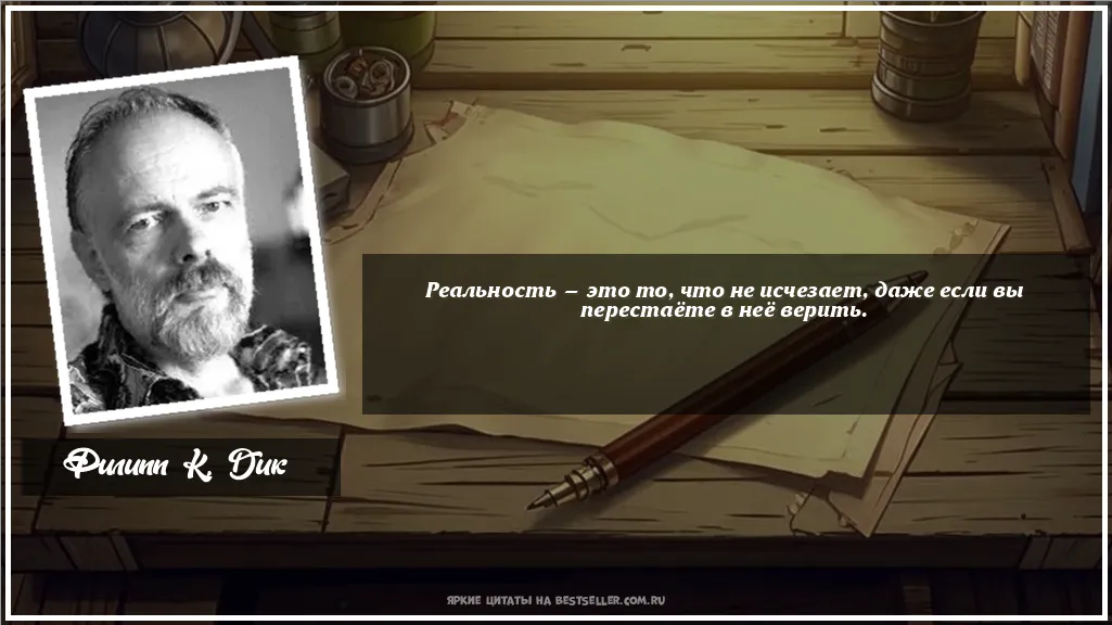 Картинка с цитатой - 'Реальность — это то, что не...'