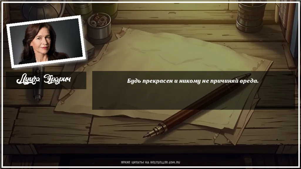 Картинка с цитатой - 'Будь прекрасен и никому не причиняй вреда.'