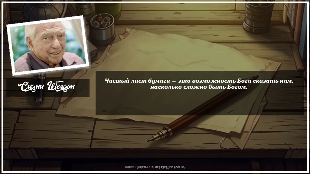 Картинка с цитатой - 'Чистый лист бумаги — это возможность...'