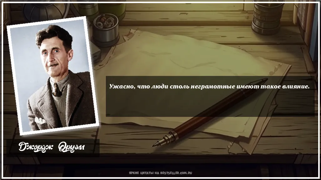 Картинка с цитатой - 'Ужасно, что люди столь неграмотные...'