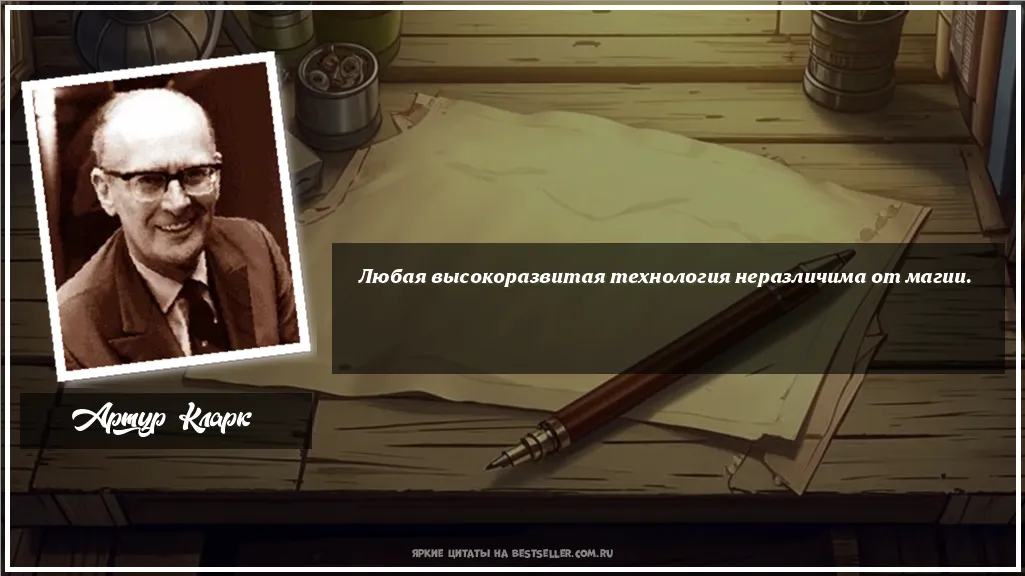 Картинка с цитатой - 'Любая высокоразвитая технология...'