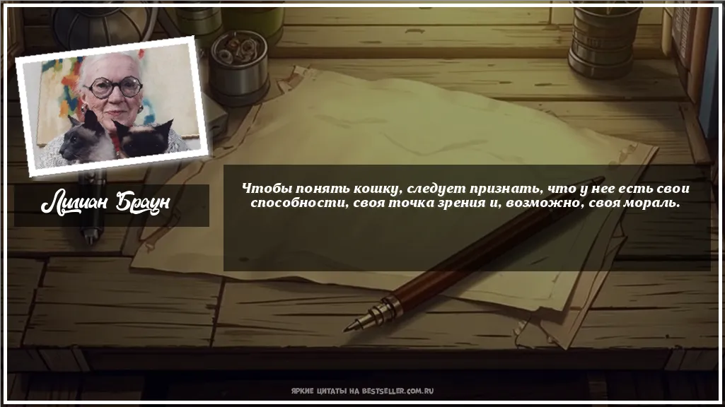 Картинка с цитатой - 'Чтобы понять кошку, следует...'