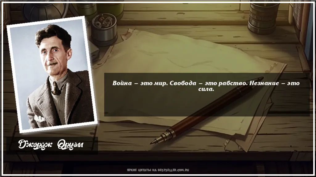 Картинка с цитатой - 'Война — это мир. Свобода — это...'