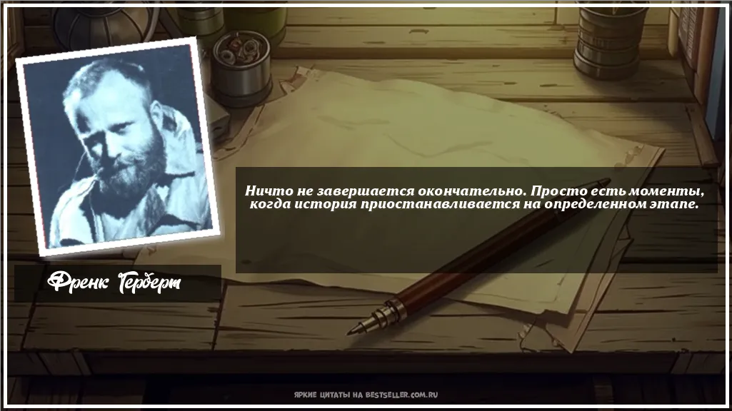 Картинка с цитатой - 'Ничто не завершается окончательно....'