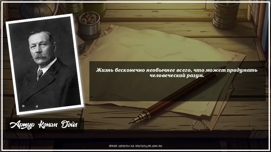 Картинка с цитатой - 'Жизнь бесконечно необычнее всего,...'