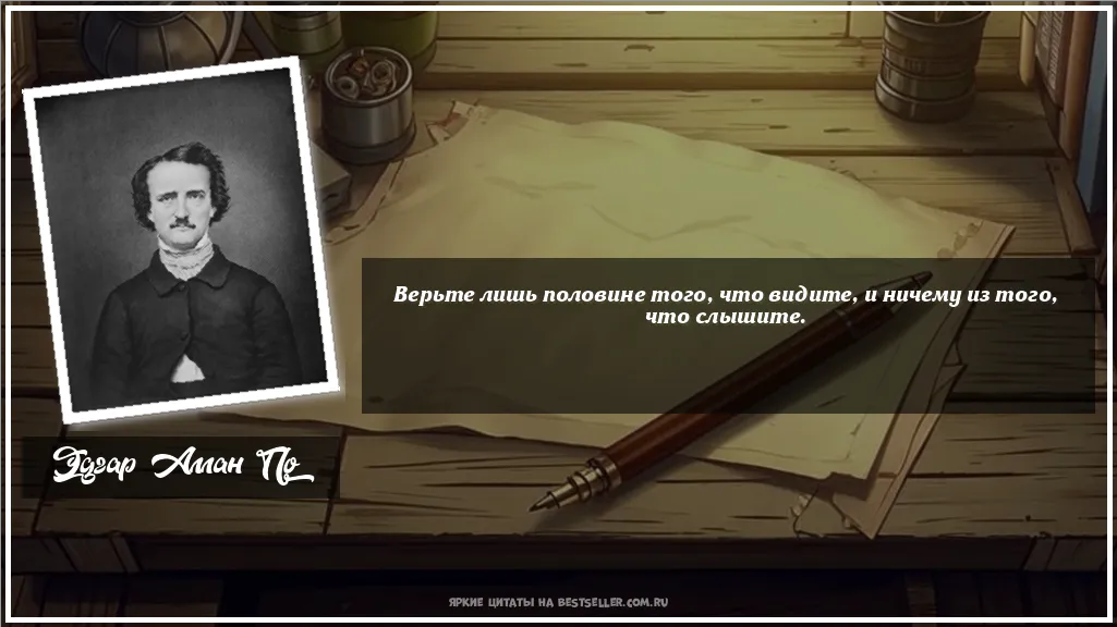Картинка с цитатой - 'Верьте лишь половине того, что...'