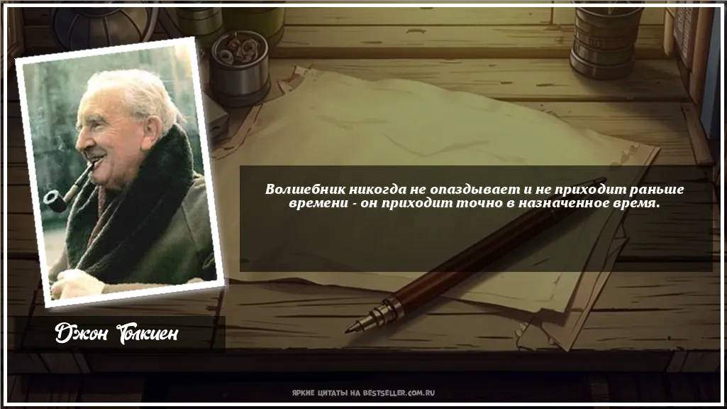 Картинка с цитатой - 'Волшебник никогда не опаздывает и не...'