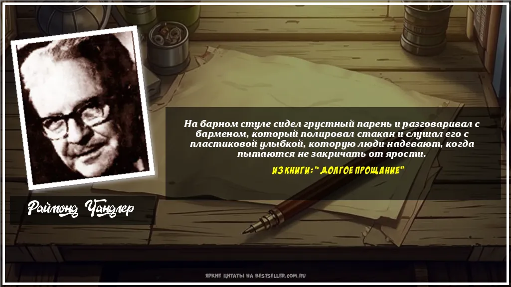 Картинка с цитатой - 'На барном стуле сидел грустный...'