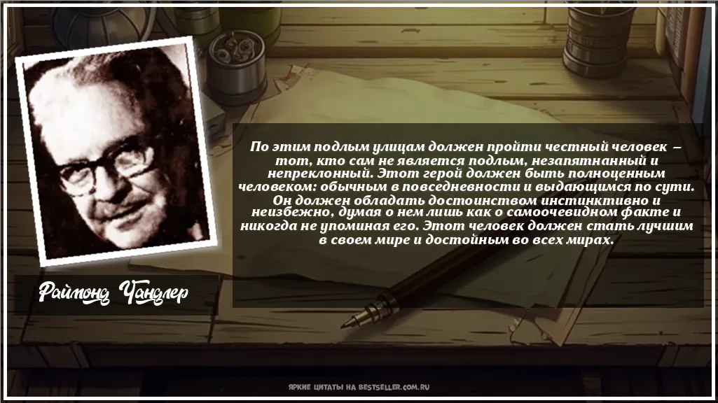 Картинка с цитатой - 'По этим подлым улицам должен пройти...'