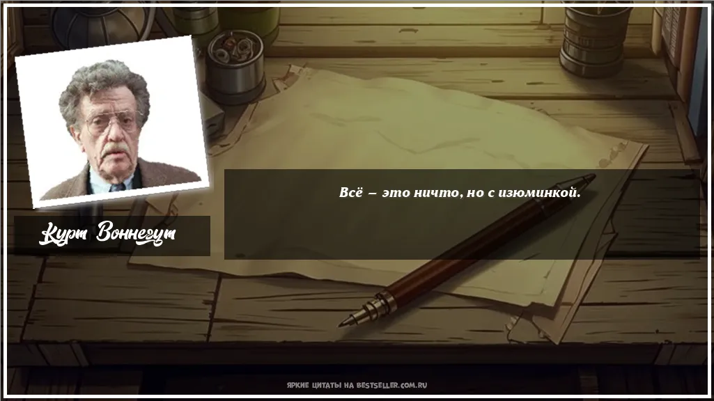 Картинка с цитатой - 'Всё — это ничто, но с изюминкой.'