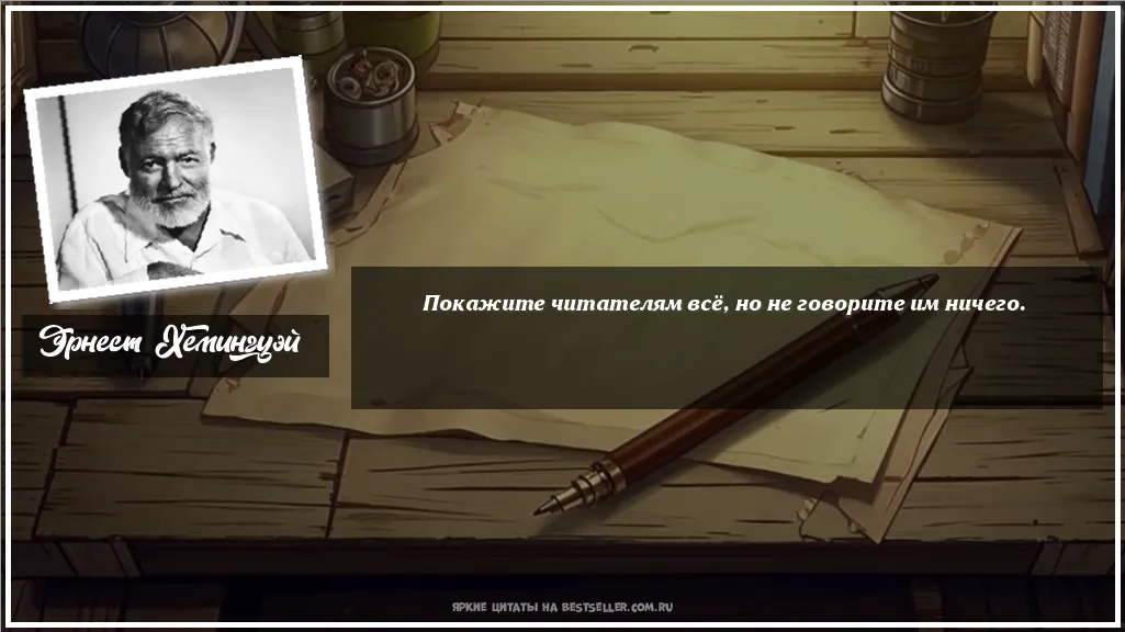 Картинка с цитатой - 'Покажите читателям всё, но не...'