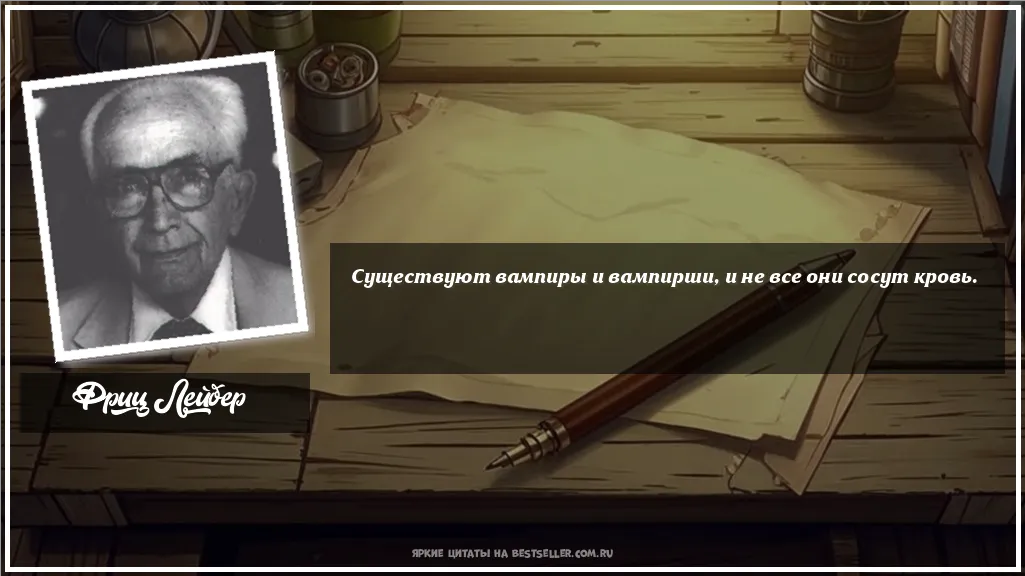 Картинка с цитатой - 'Существуют вампиры и вампирши, и не...'