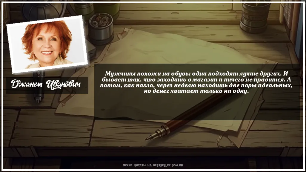 Картинка с цитатой - 'Мужчины похожи на обувь: одни...'