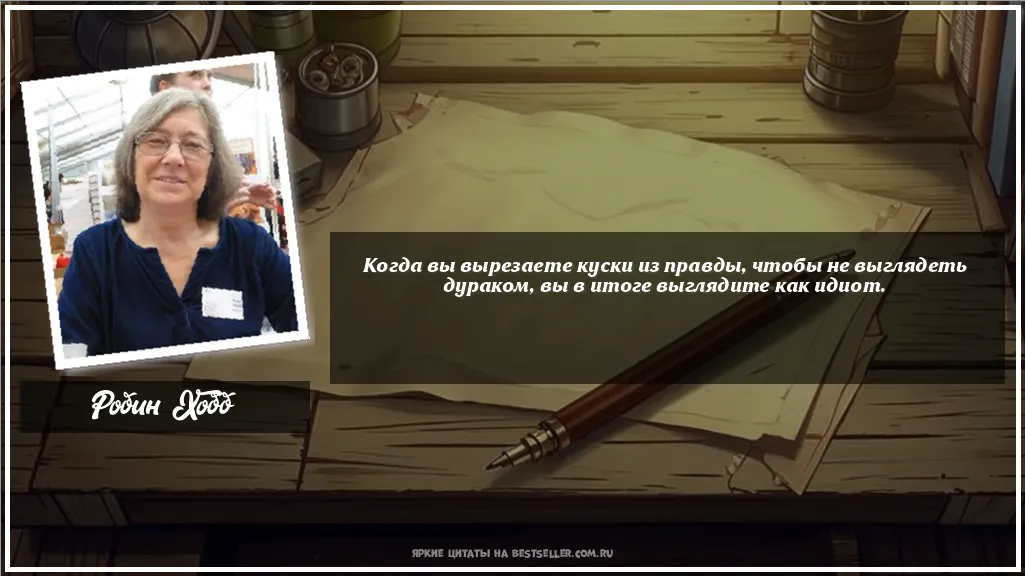Картинка с цитатой - 'Когда вы вырезаете куски из правды,...'