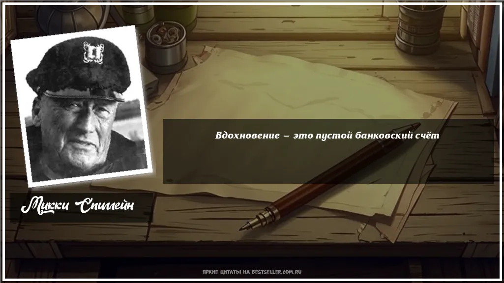 Картинка с цитатой — Вдохновение — это пустой банковский счёт