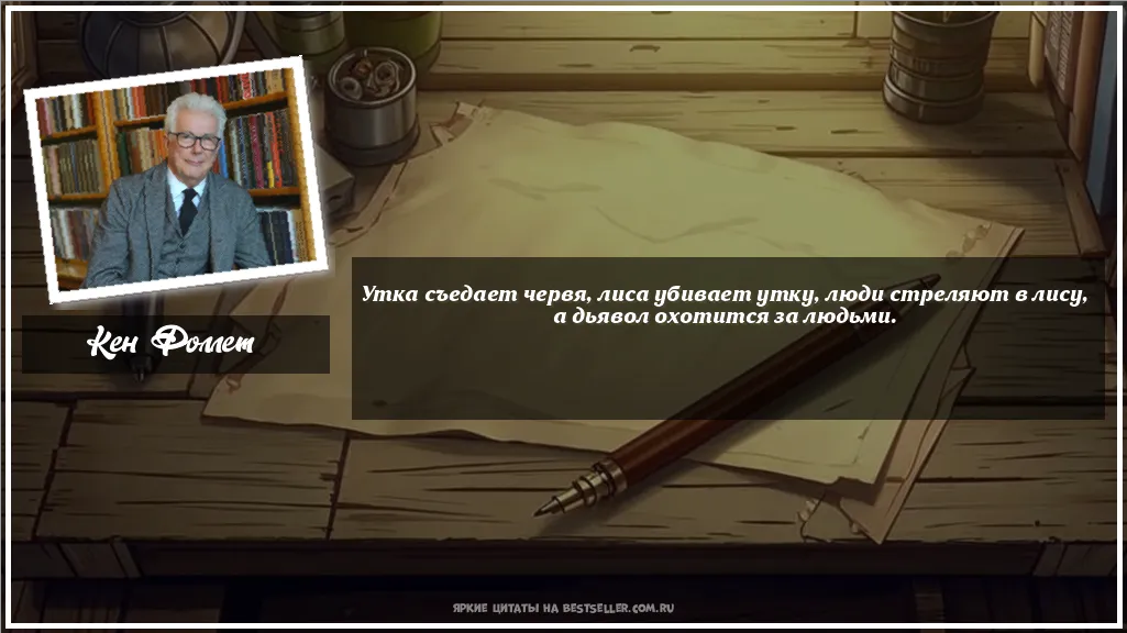 Картинка с цитатой - 'Утка съедает червя, лиса убивает...'