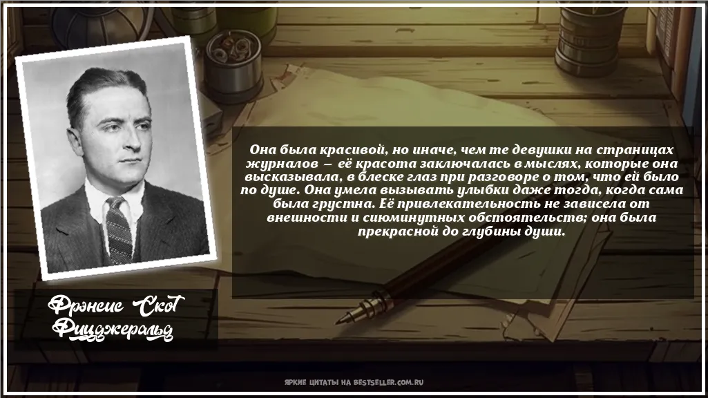 Картинка с цитатой - 'Она была красивой, но иначе, чем те...'