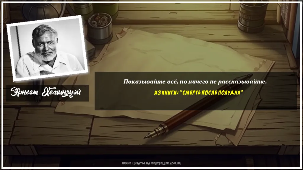 Картинка с цитатой — Показывайте всё, но ничего не рассказывайте.