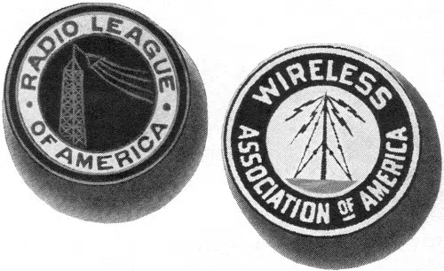 Знаки отличия членства в беспроводной ассоциации Америки - к 1912 году в этом любительском клубе насчитывалось более 22000 членов.