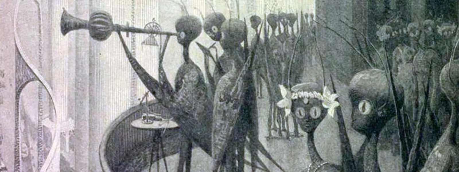 Иллюстрации к статье Г. Г. Уэллса под названием "Существа, которые живут на Марсе"