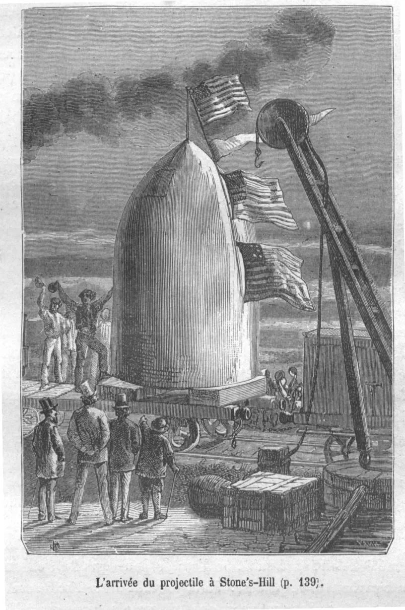Прибытие снаряда в Стоун-Хилл, иллюстрация Паннемейкера и Монто. Материал взят из Википедии
